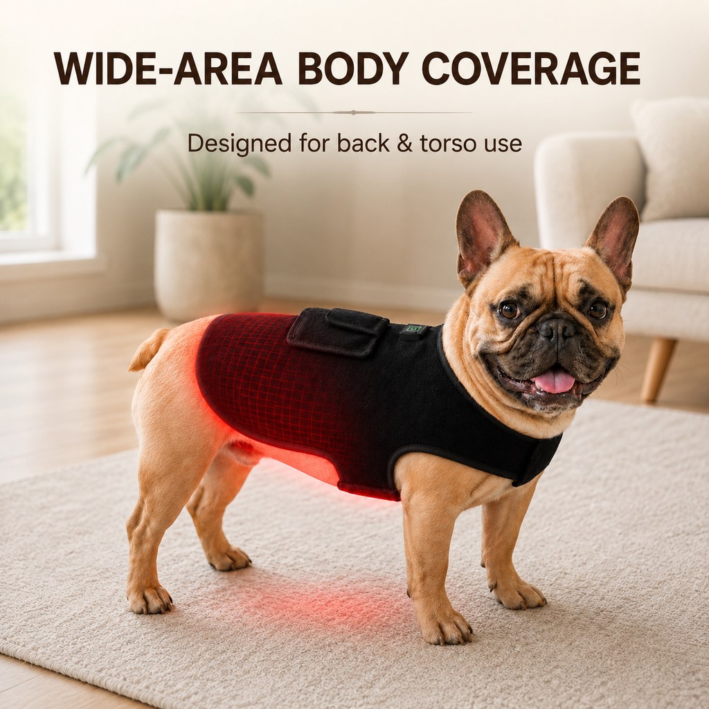 Malloren Pet Red Light Therapy Vest for Dogs & Cats – 660nm + 850nm Near-Infrared for Back, Hip, Joint & Muscle Comfort – USB or Rechargeable