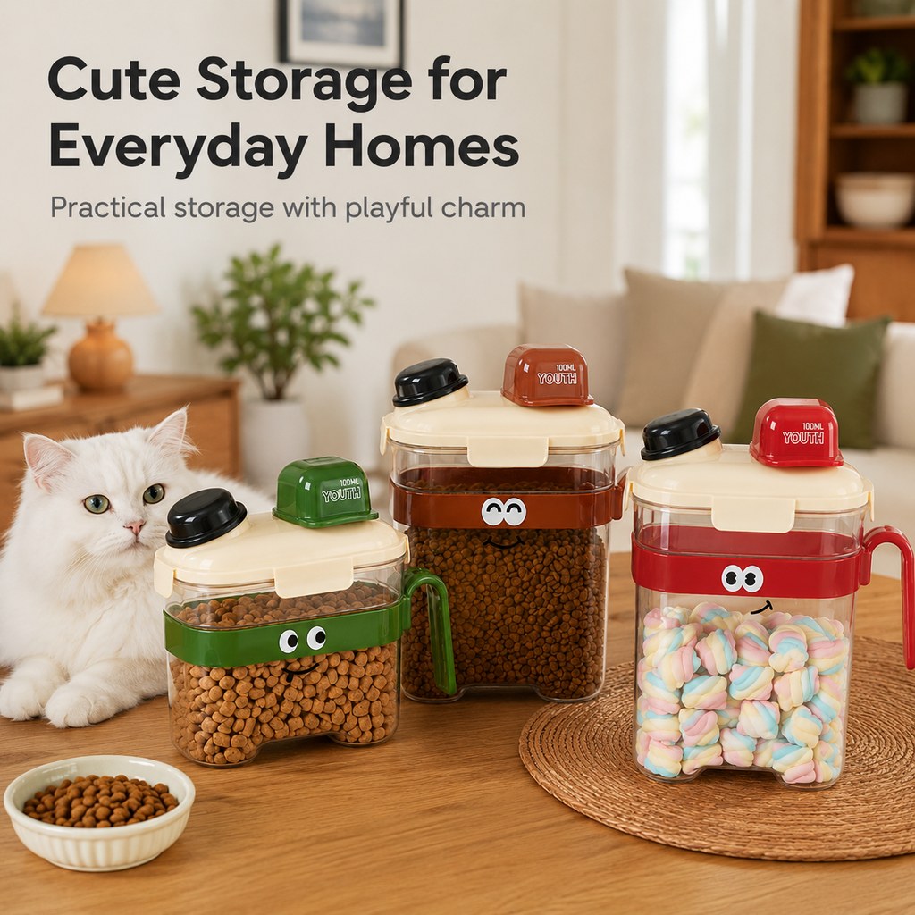 Malloren Sealed Pet Food Storage Container with Scoop for Cats & Dogs - Easy, Mess-Free Daily Feeding
