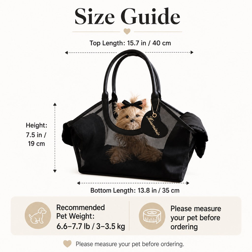 Malloren Chic Mesh Pet Carrier Tote for Cafe Runs & Vet Visits - Breathable Small Dog & Cat Travel Bag
