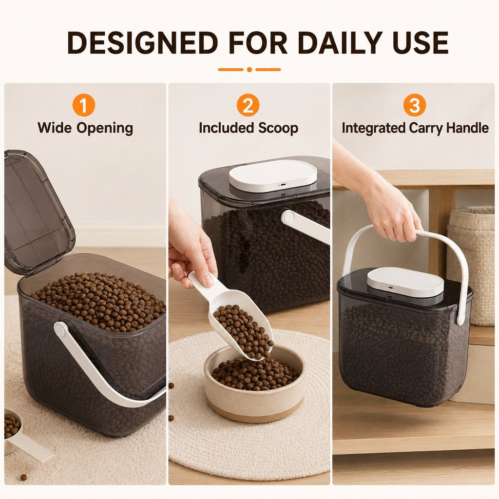 Malloren 10L Automatic Vacuum Pet Food Storage Container for Pantry & Feeding Stations - Helps Reduce Air Exposure Between Meals