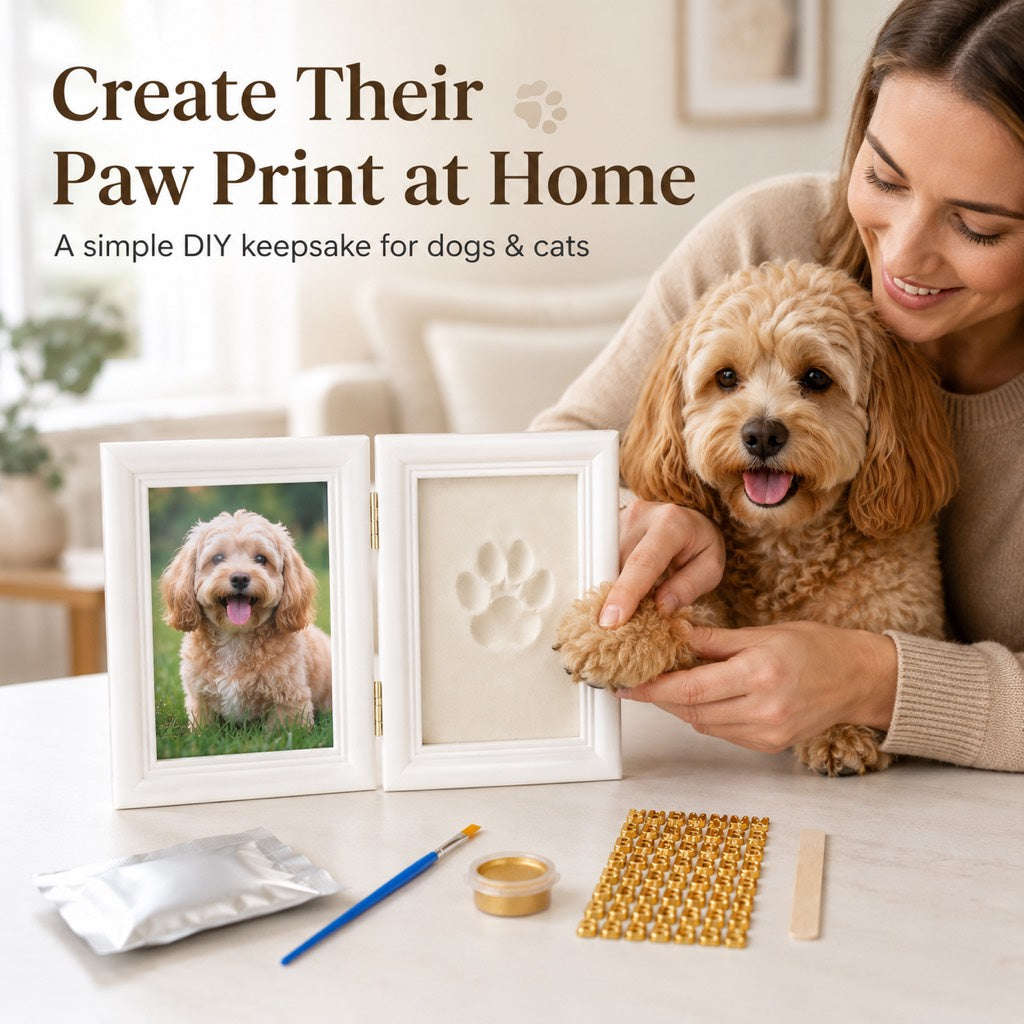 Malloren Pet Paw Print Frame Kit for Dogs & Cats - DIY Keepsake Photo Frame for Home Display, First Paw Memories & Pet Loss Sympathy Gift