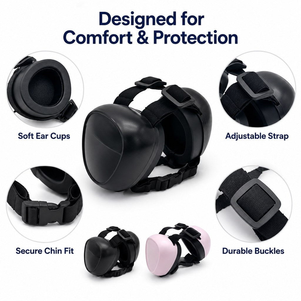 Malloren Dog Noise-Reducing Ear Muffs for Fireworks, Thunderstorms & Grooming - Adjustable Anxiety Comfort Ear Protection for Medium & Large Dogs