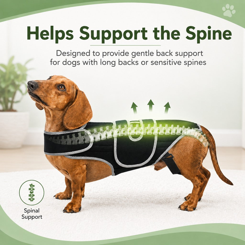 Malloren Dog Back Support Vest for Daily Walks & Home Recovery - Adjustable Support for Long-Backed and Senior Dogs