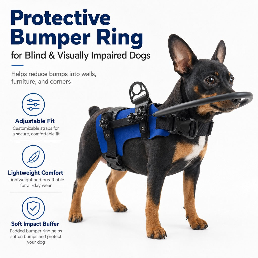 Malloren Adjustable Dog Bumper Ring Harness for Safer Home Walking - Helps Blind & Senior Dogs Avoid Wall & Furniture Bumps