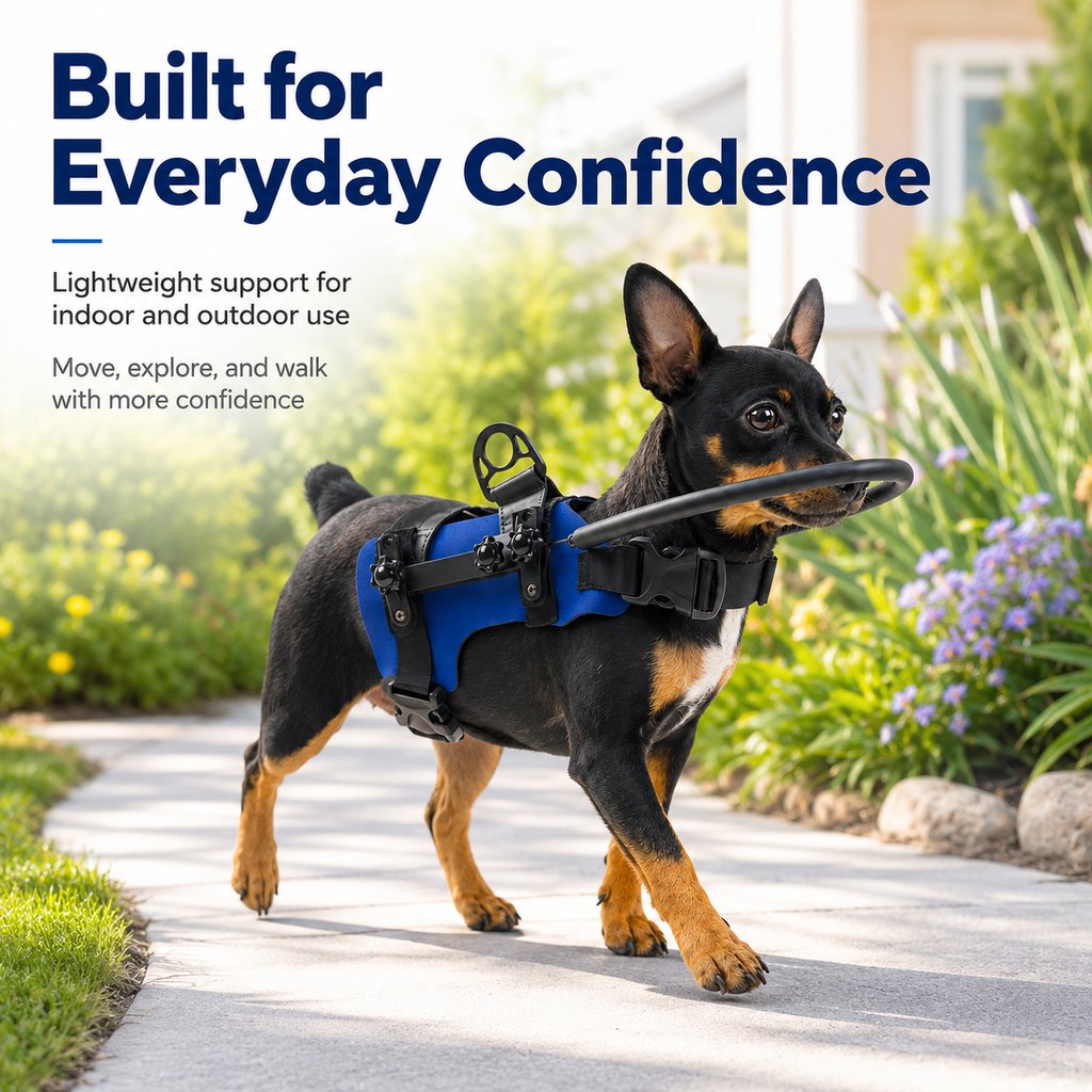 Malloren Adjustable Dog Bumper Ring Harness for Safer Home Walking - Helps Blind & Senior Dogs Avoid Wall & Furniture Bumps