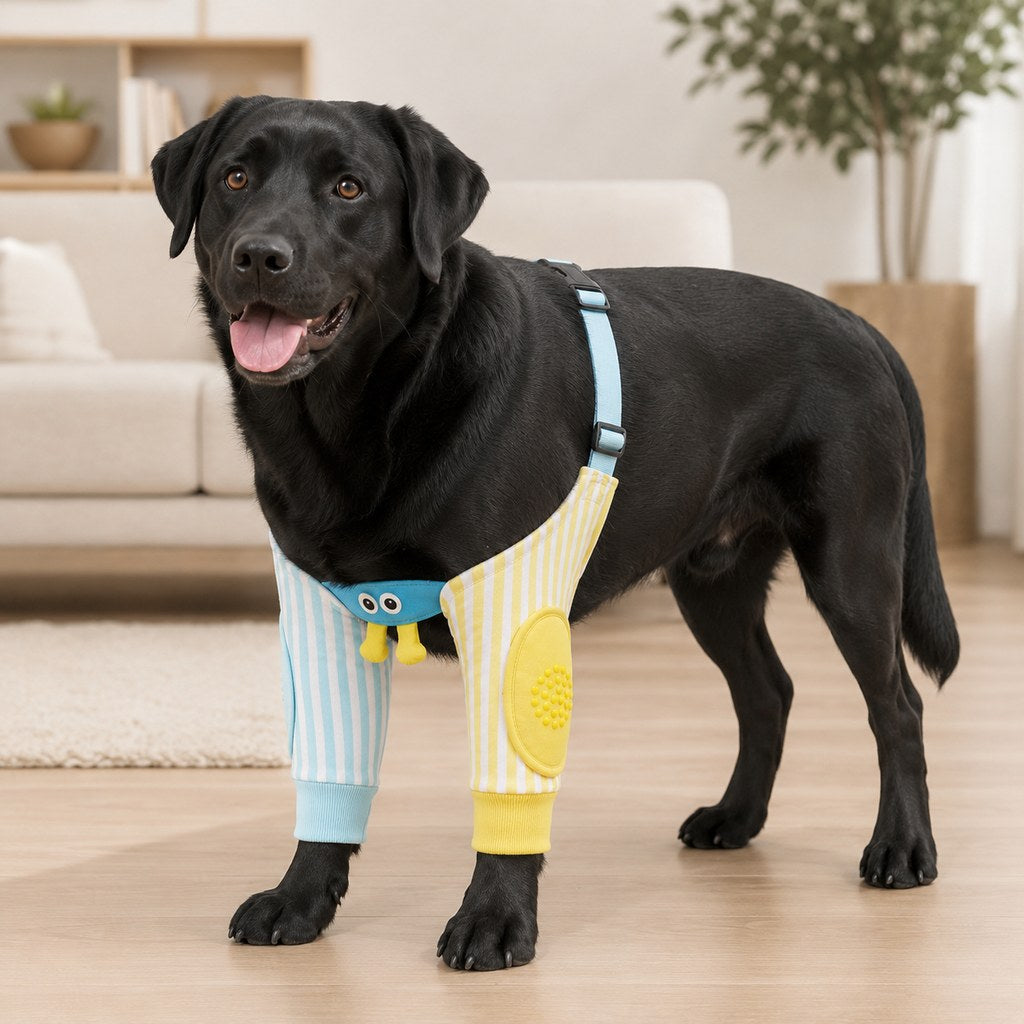 Malloren Padded Dog Elbow Protector Sleeves for Hard Floors - Dual Front-Leg Coverage for Pressure & Rubbing