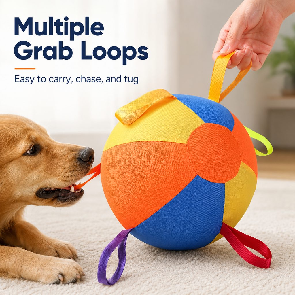 Malloren Inflatable Dog Play Ball for Backyard & Indoor Play - Oversized Chase and Tug Toy to Burn Energy and Ease Boredom