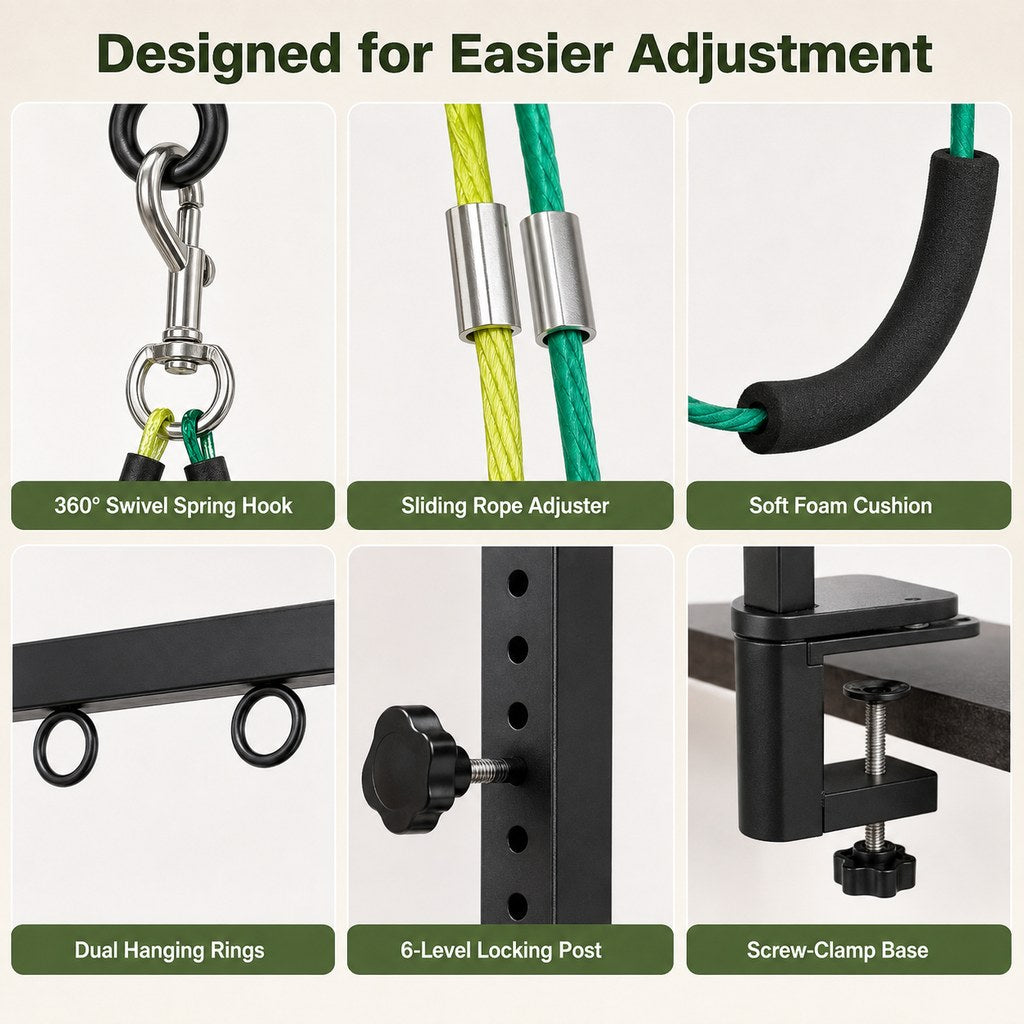 Malloren Adjustable Dog Grooming Arm Kit for At-Home Grooming - Steadier Brushing, Trimming & Nail Care