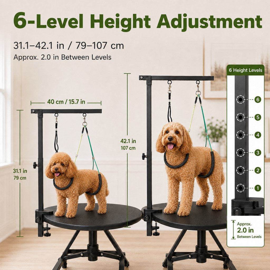 Malloren Adjustable Dog Grooming Arm Kit for At-Home Grooming - Steadier Brushing, Trimming & Nail Care