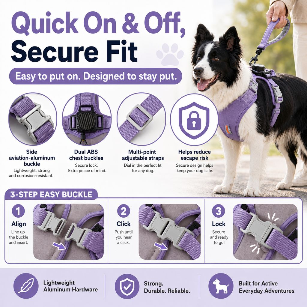 Malloren 2-in-1 No Pull Dog Harness with Built-in Retractable Leash - Safe & Comfortable Control for Daily Walks & Outdoor Adventures