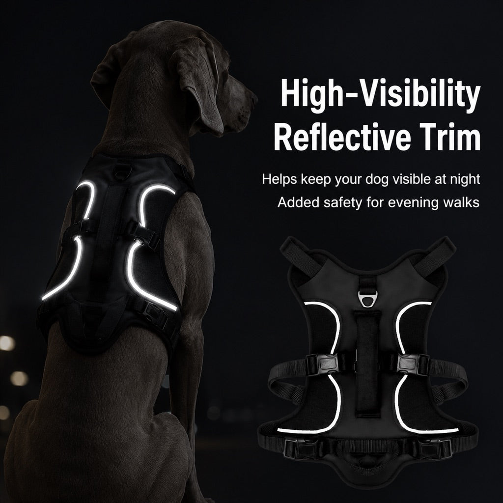 Malloren AirTag-Compatible Escape-Resistant Dog Harness for Outdoor Walks - Secure Control for Dogs That Pull