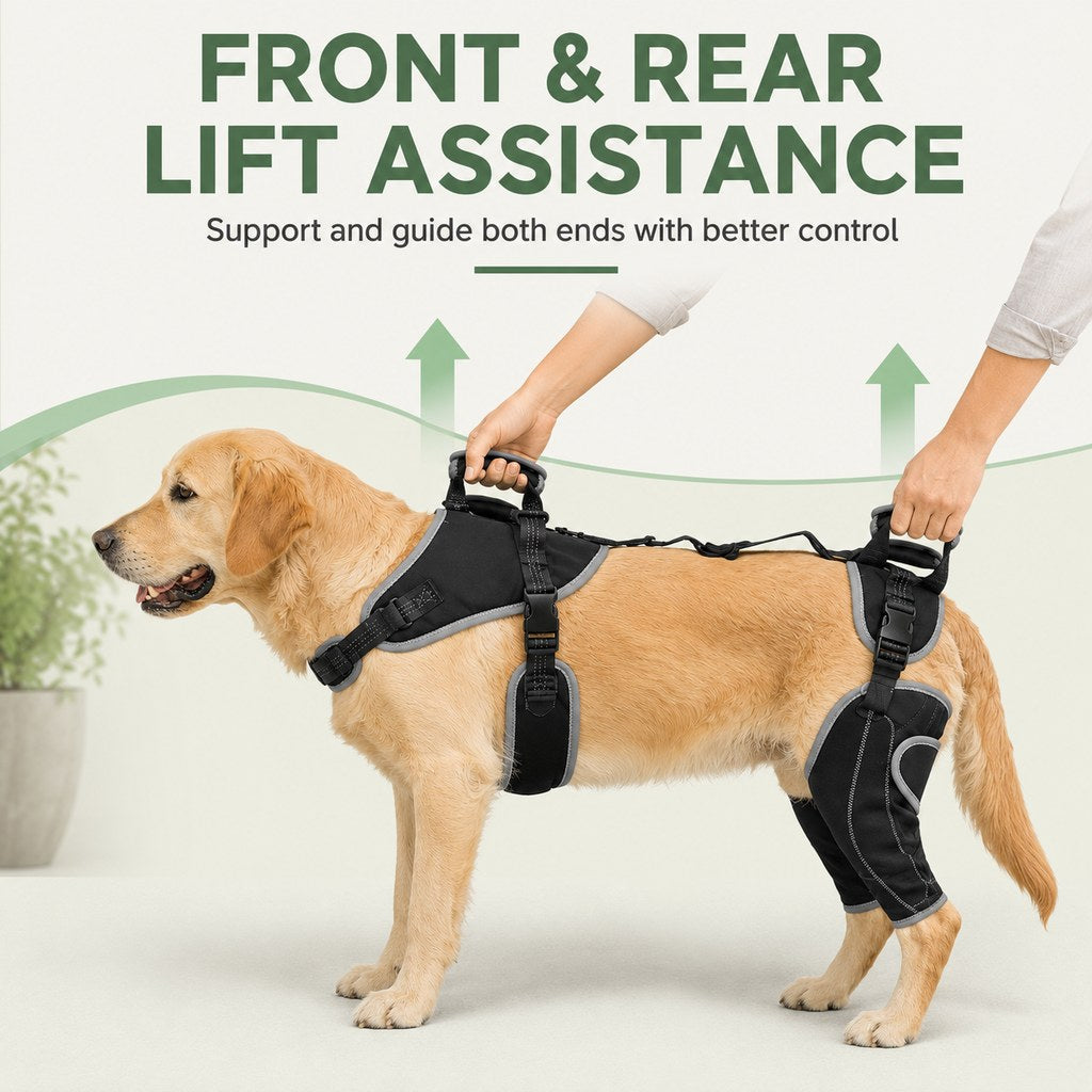 Malloren Full-Body Dog Lift Harness with Dual Rear-Leg Support - Easier Standing, Stairs & Car Entry