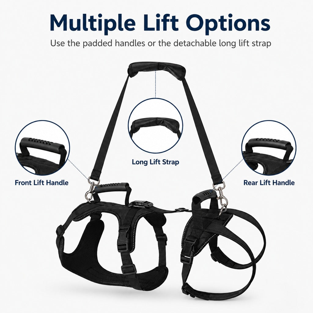 Malloren Full-Body Dog Lift Harness for Large Dogs - Front & Rear Mobility Support for Stairs, Car Ramps and Weak Hind Legs
