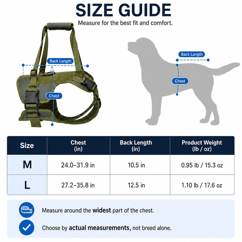Malloren Full-Body Dog Lift Support Harness for Stairs, Cars & Limited Mobility