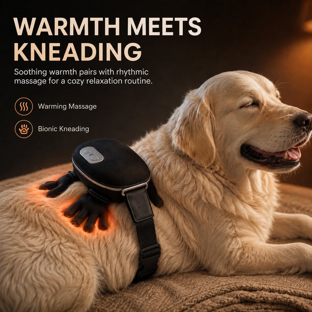 Malloren Hands-Free Dog Massager with Heat – Bionic Kneading for Post-Walk Relaxation & Everyday Comfort