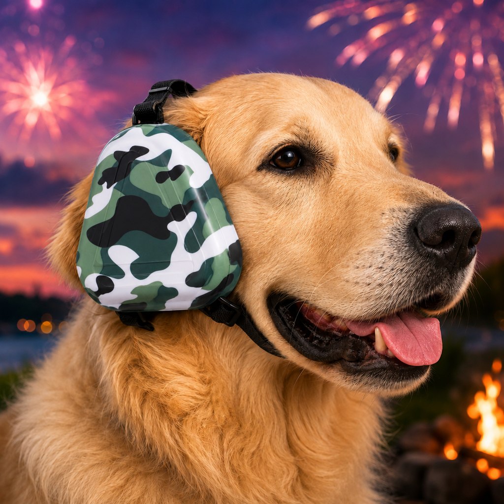Malloren Dog Noise Reduction Ear Muffs for Fireworks, Thunderstorms & Travel - Adjustable Hearing Protection for Noise-Sensitive Dogs