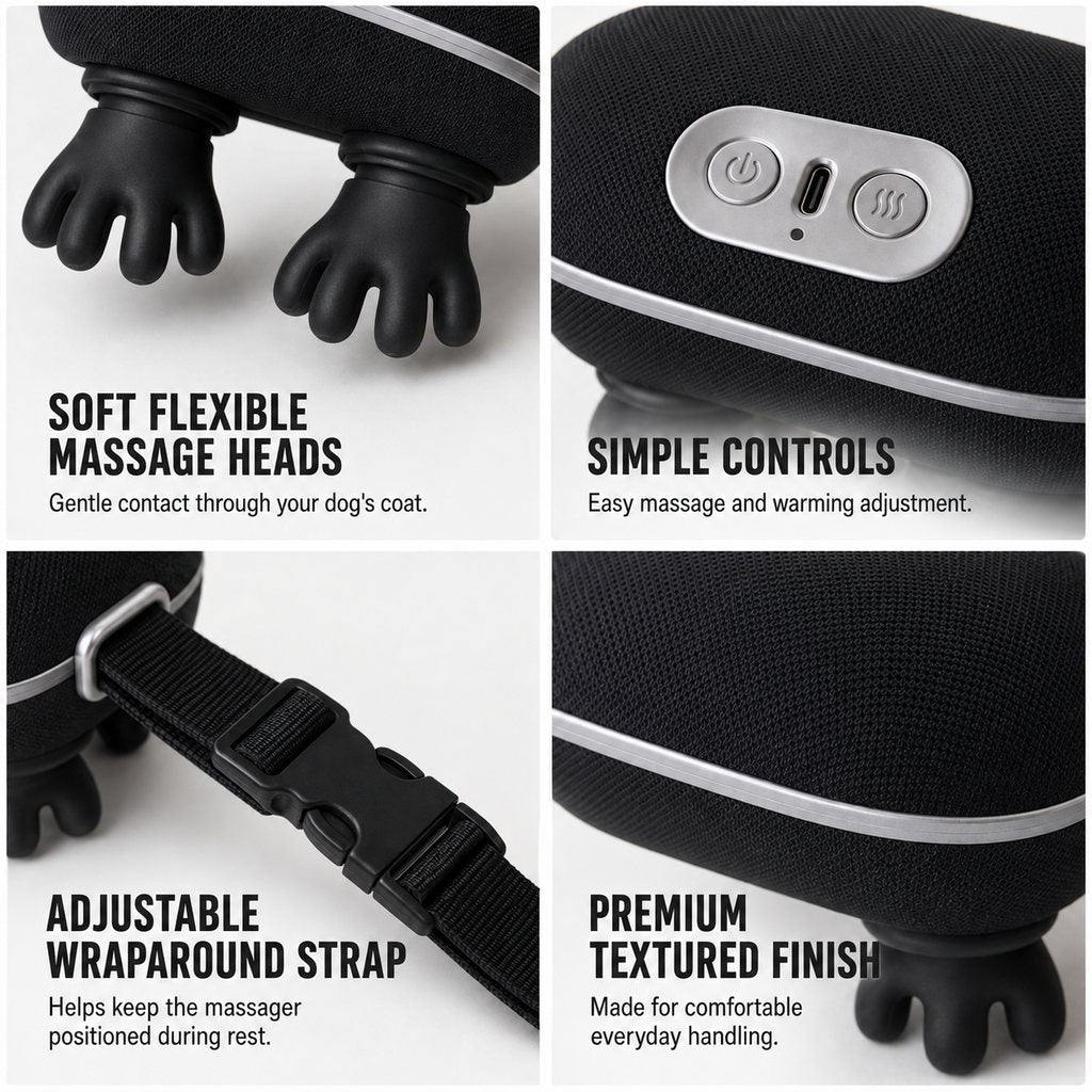 Malloren Hands-Free Dog Massager with Heat – Bionic Kneading for Post-Walk Relaxation & Everyday Comfort