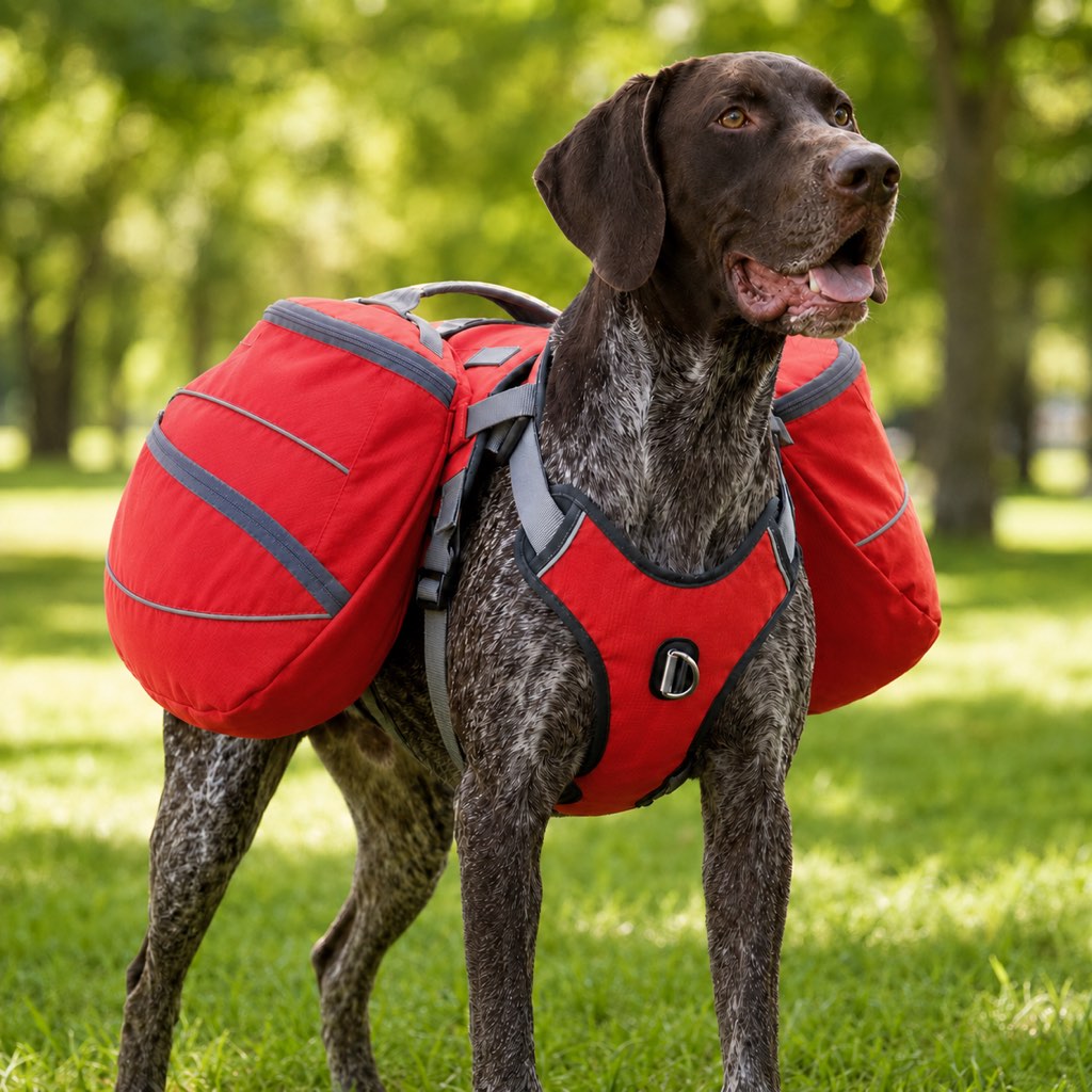Malloren Dog Saddlebag Backpack Harness for Hiking & Camping - Hands-Free Storage for Water, Treats & Trail Essentials