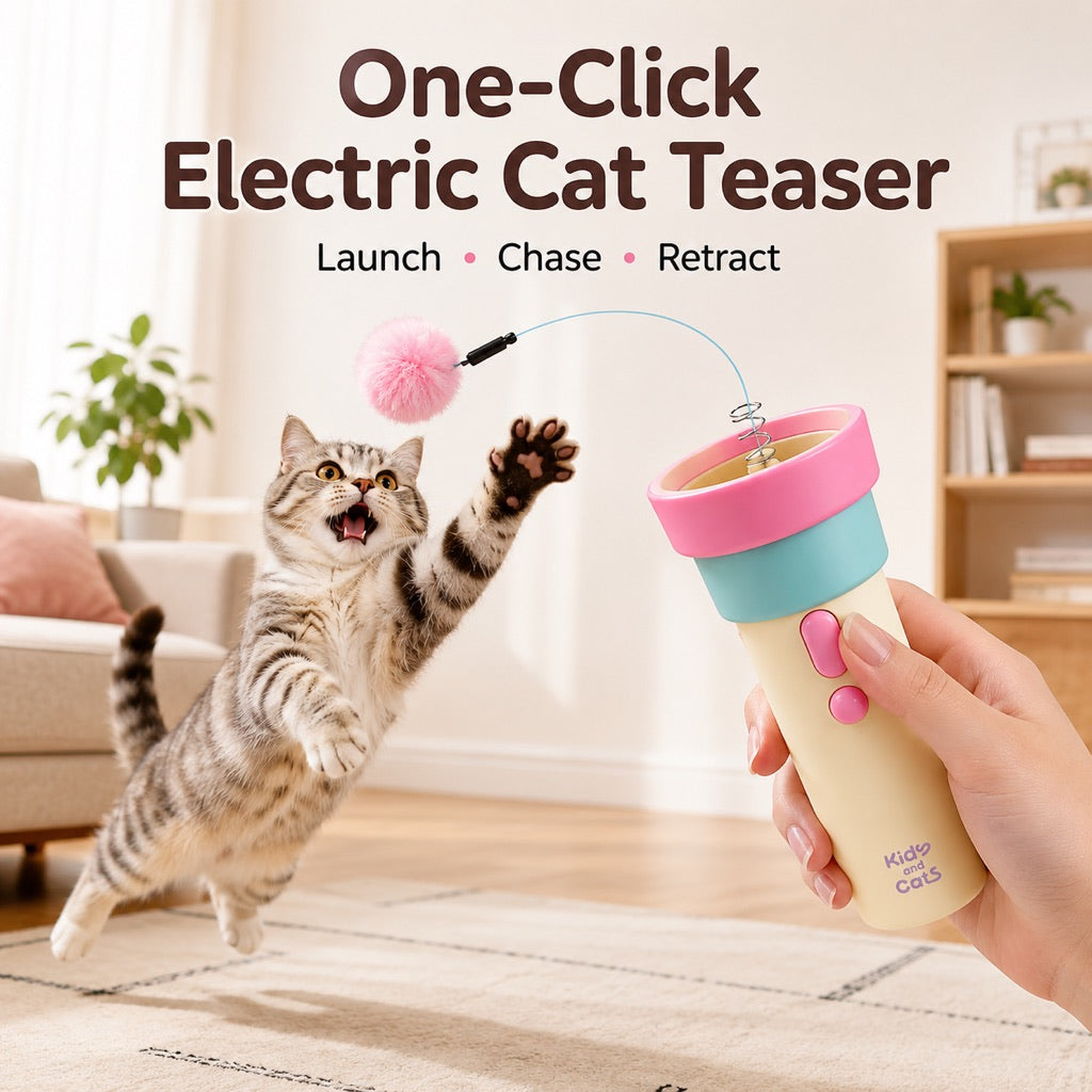 Malloren One-Click Electric Cat Teaser Launcher for Indoor Cats - Chase & Pounce Play Without Constant Wand Waving
