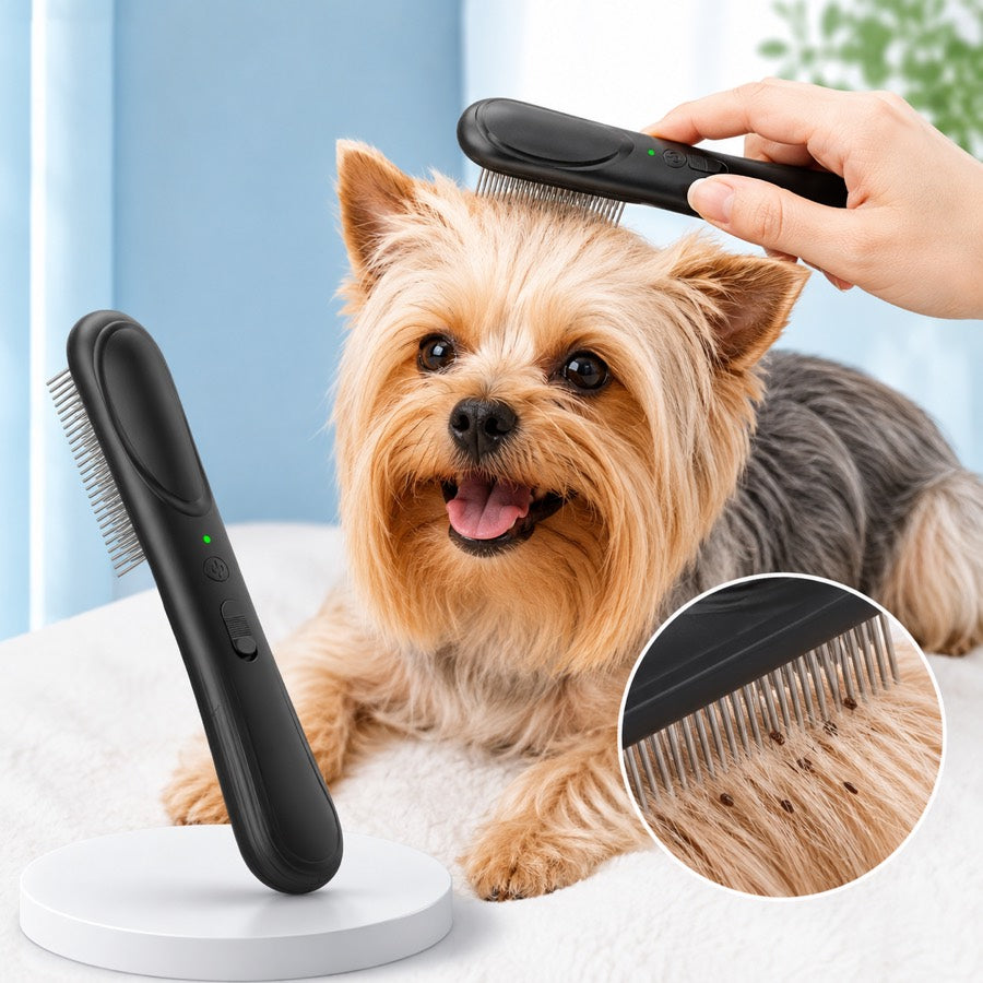 Malloren Electric Flea Comb for Dogs & Cats – At-Home Flea Check & Loose Hair Grooming Without Sprays