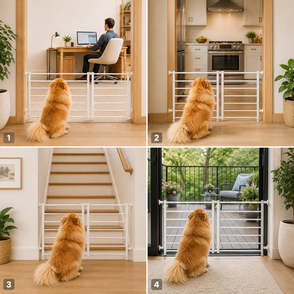 Malloren No-Drill Expandable Pet Gate for Doorways - Adjustable Indoor Barrier for Small Dogs