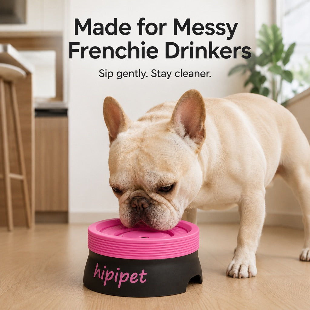 Malloren Frenchie No-Drip Floating Water Bowl for Indoor Daily Drinking - Helps Keep Muzzle Drier & Floors Cleaner