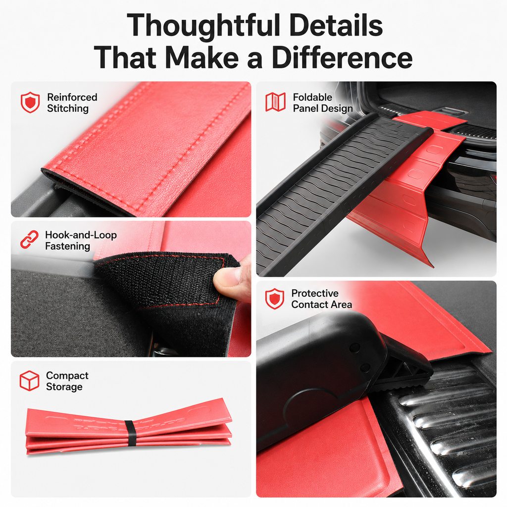 Malloren Foldable Pet Ramp Bumper Protector Mat for SUVs - Protect Your Rear Bumper from Dog Scratches During Car Loading