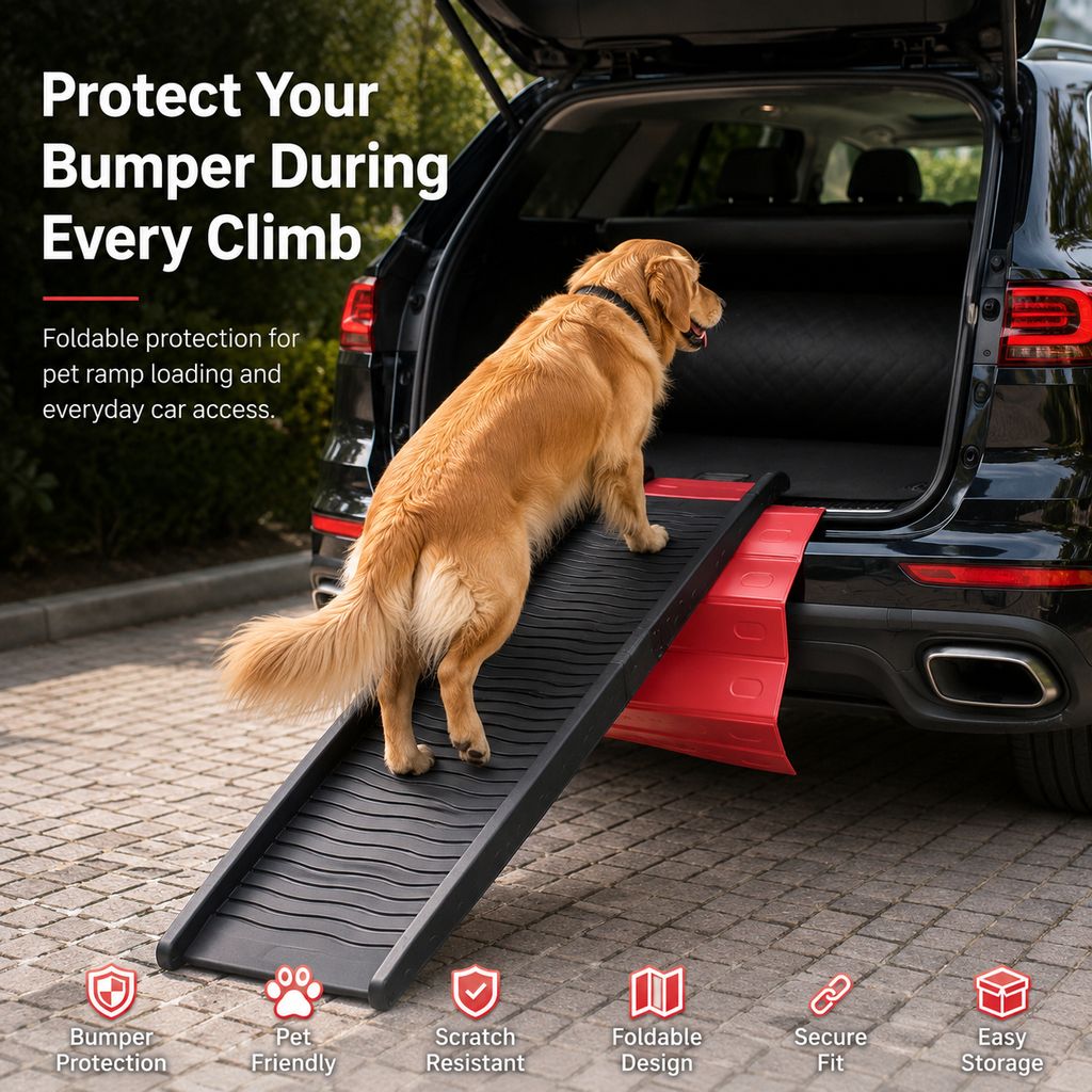 Malloren Foldable Pet Ramp Bumper Protector Mat for SUVs - Protect Your Rear Bumper from Dog Scratches During Car Loading