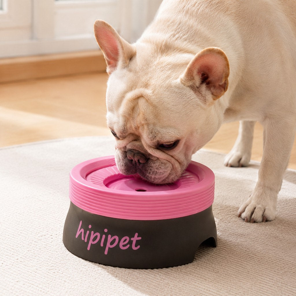 Malloren Frenchie No-Drip Floating Water Bowl for Indoor Daily Drinking - Helps Keep Muzzle Drier & Floors Cleaner