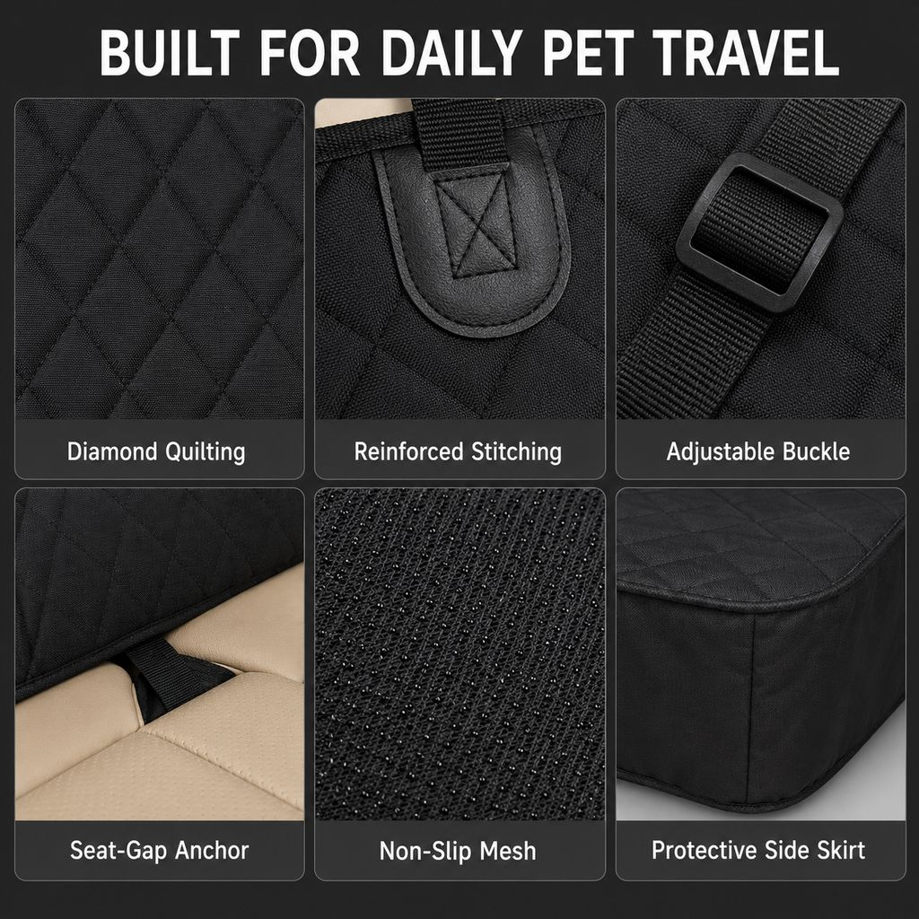 Malloren Front Seat Pet Car Seat Cover with Seat Belt Tether - Passenger Seat Protector