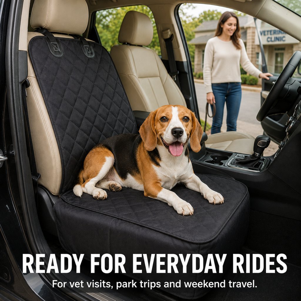 Malloren Front Seat Pet Car Seat Cover with Seat Belt Tether - Passenger Seat Protector