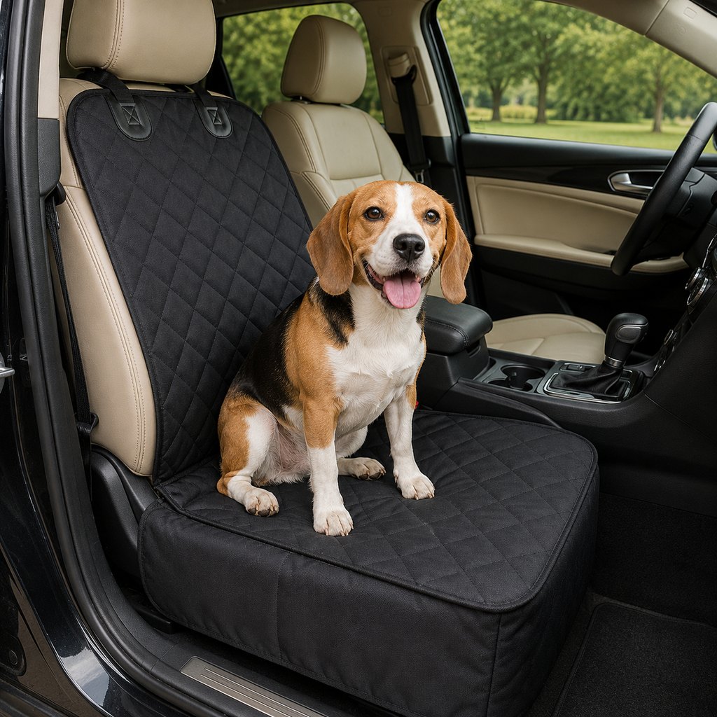 Malloren Front Seat Pet Car Seat Cover with Seat Belt Tether - Passenger Seat Protector