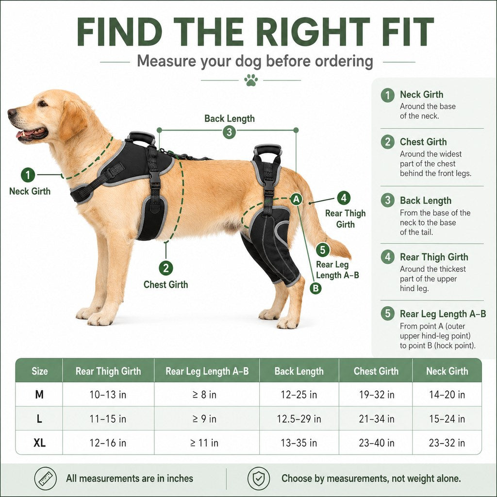 Malloren Full-Body Dog Lift Harness with Dual Rear-Leg Support - Easier Standing, Stairs & Car Entry