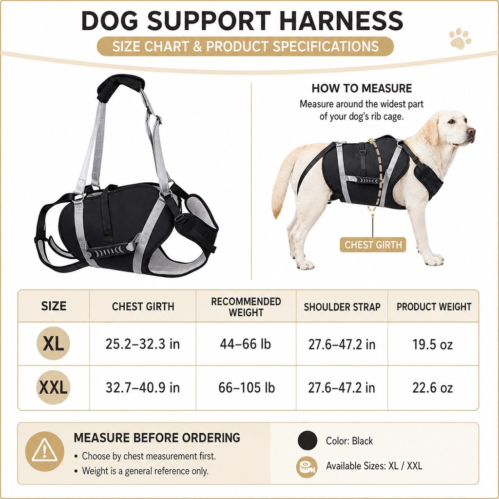 Malloren Full-Body Dog Lift Support Harness for Large Senior Dogs - Easier Stairs, Standing & Car Entry