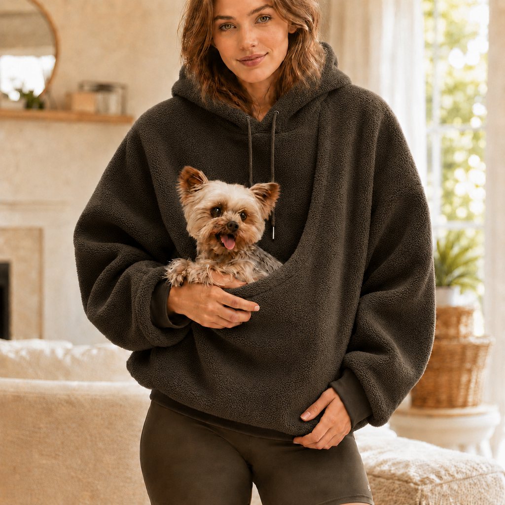 Malloren Cozy Pet Pouch Sherpa Hoodie for Small Dogs & Cats – Keep Them Close at Home & on Casual Outings