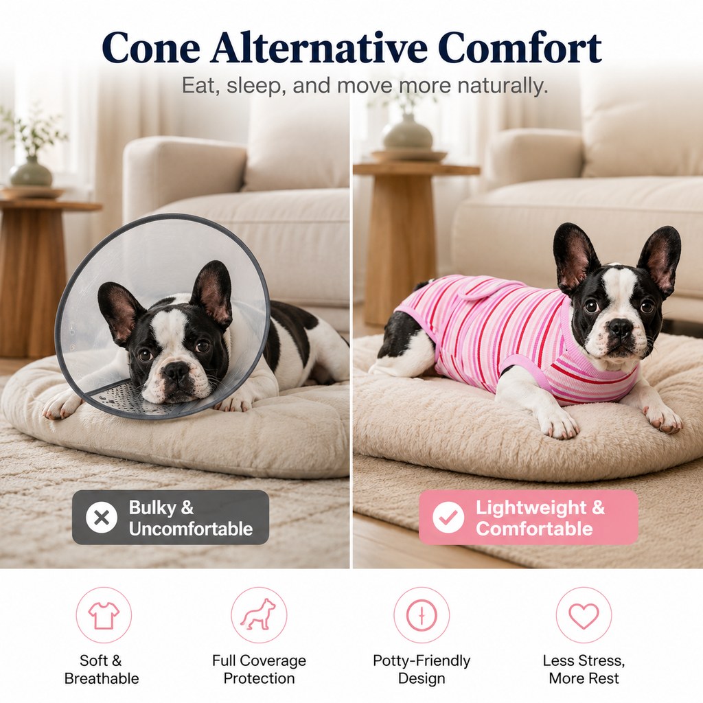 Malloren Breathable Dog Recovery Suit for Spay & Neuter Recovery, Soft Cone Alternative Onesie to Help Reduce Licking After Surgery