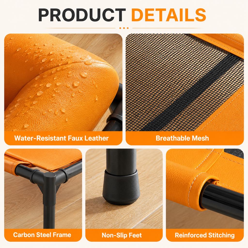 Malloren French Bulldog Elevated Dog Cot for All-Season Indoor Naps - Breathable Raised Pet Bed with Soft Bolsters for Cooler Rest & Easy Cleaning