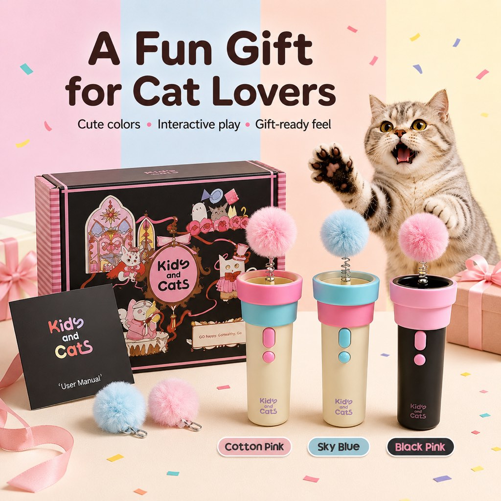 Malloren One-Click Electric Cat Teaser Launcher for Indoor Cats - Chase & Pounce Play Without Constant Wand Waving