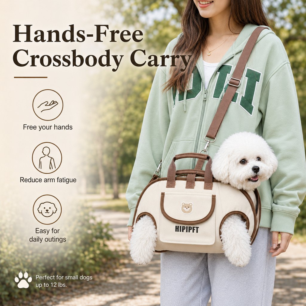 Malloren Hands-Free Small Dog Carrier Bag – Supportive Legs-Out Crossbody Carrier for Walks, Errands & Vet Visits