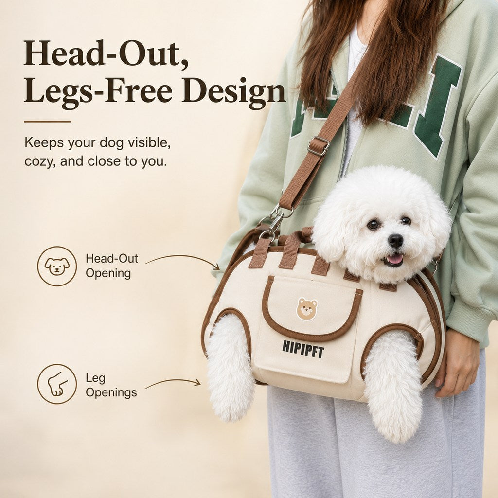 Malloren Hands-Free Small Dog Carrier Bag – Supportive Legs-Out Crossbody Carrier for Walks, Errands & Vet Visits
