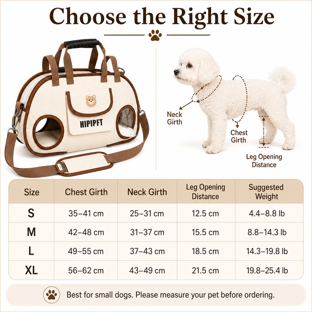 Malloren Hands-Free Small Dog Carrier Bag – Supportive Legs-Out Crossbody Carrier for Walks, Errands & Vet Visits