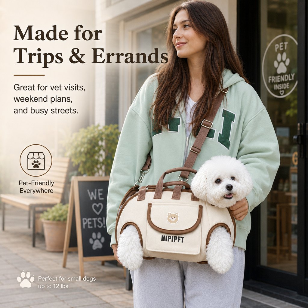 Malloren Hands-Free Small Dog Carrier Bag – Supportive Legs-Out Crossbody Carrier for Walks, Errands & Vet Visits
