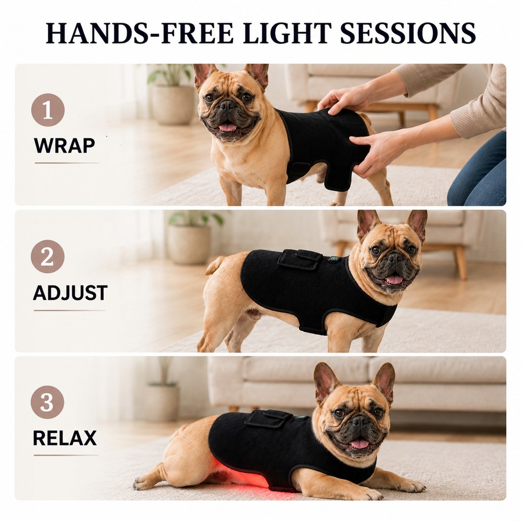 Malloren Pet Red Light Therapy Vest for Dogs & Cats – 660nm + 850nm Near-Infrared for Back, Hip, Joint & Muscle Comfort – USB or Rechargeable