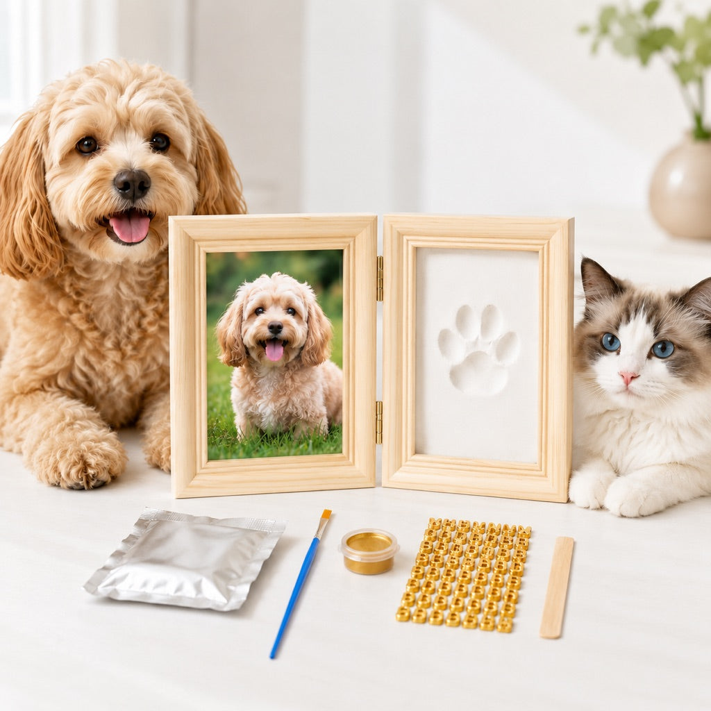 Malloren Pet Paw Print Frame Kit for Dogs & Cats - DIY Keepsake Photo Frame for Home Display, First Paw Memories & Pet Loss Sympathy Gift