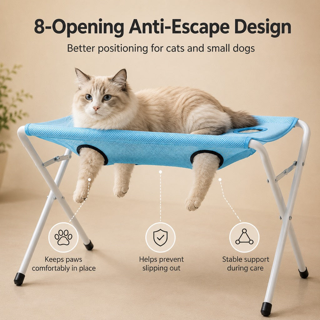 Malloren Pet grooming rack suitable for cats and small to medium-sized dogs - foldable eight-opening design for convenient home grooming.