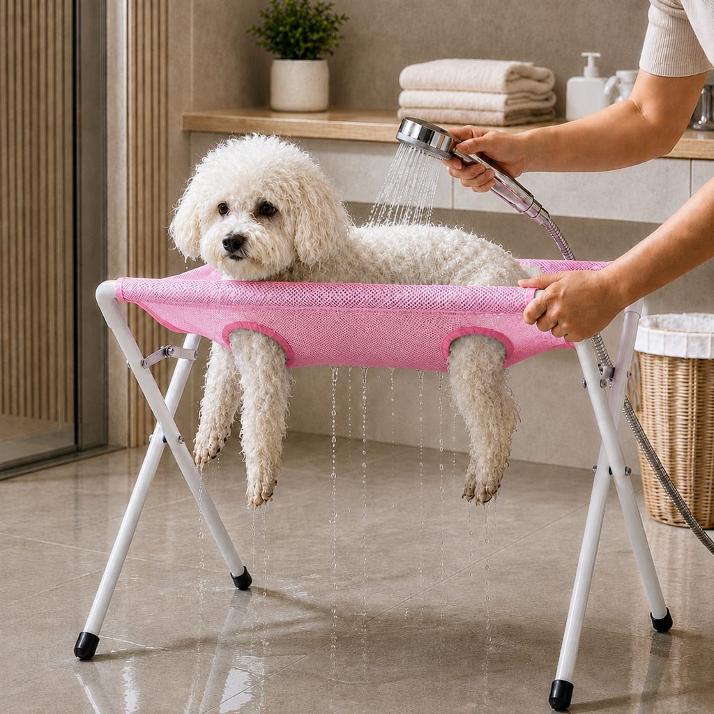 Malloren Pet grooming rack suitable for cats and small to medium-sized dogs - foldable eight-opening design for convenient home grooming.