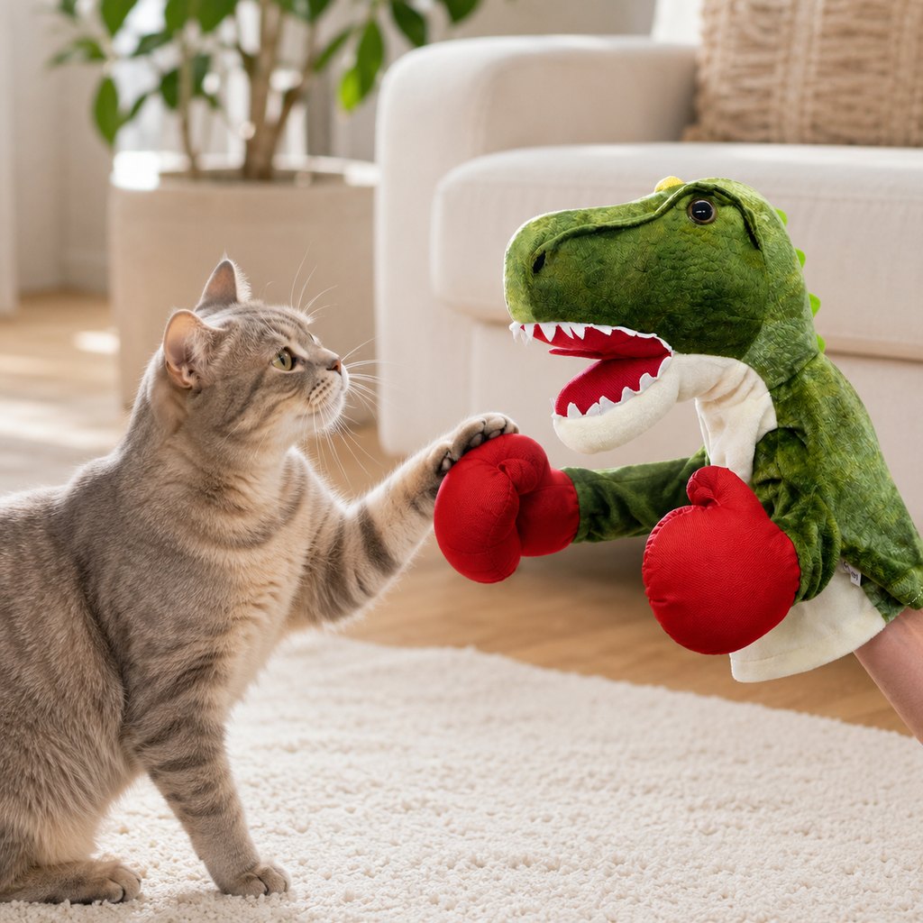 Malloren Interactive Boxing Pet Puppet for Indoor Play – Squeeze-to-Punch Sound Toy for Bored Dogs & Cats