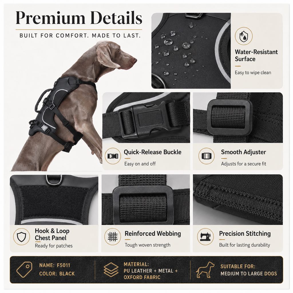 Malloren AirTag-Compatible Escape-Resistant Dog Harness for Outdoor Walks - Secure Control for Dogs That Pull