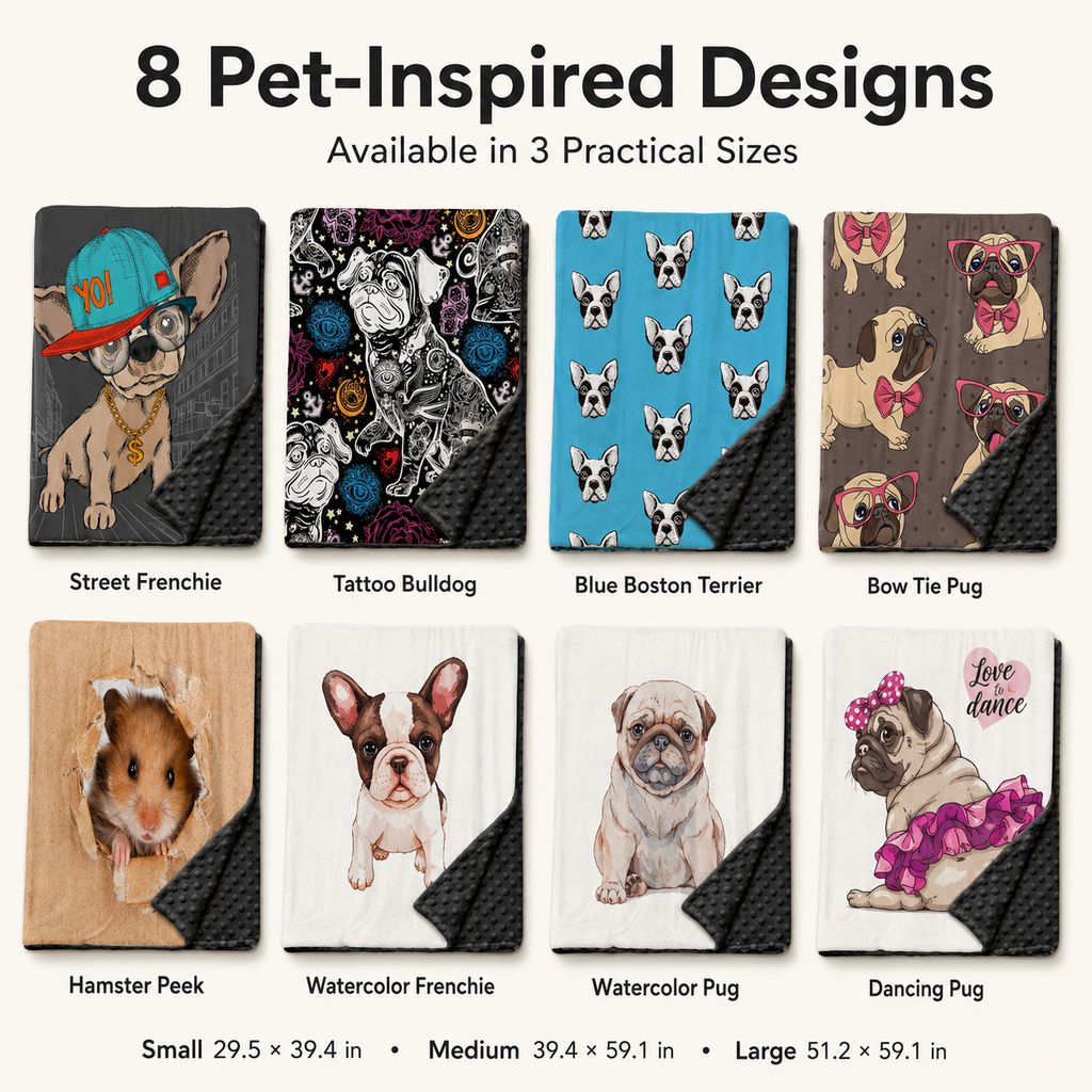 Malloren Layered Minky Pet Comfort Blanket for Dog Beds, Quiet Corners & Noisy Moments