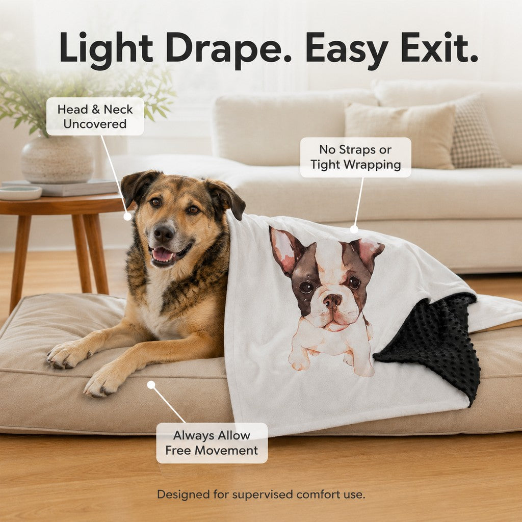 Malloren Layered Minky Pet Comfort Blanket for Dog Beds, Quiet Corners & Noisy Moments